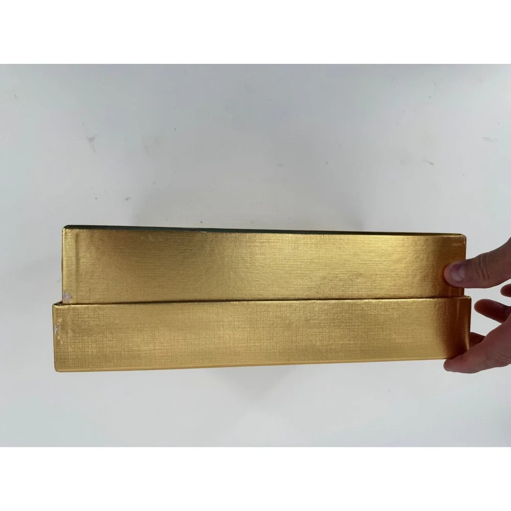 Saint Laurent Shoe Box Unisex Large Gold Metallic Textured Logo Designer Storage